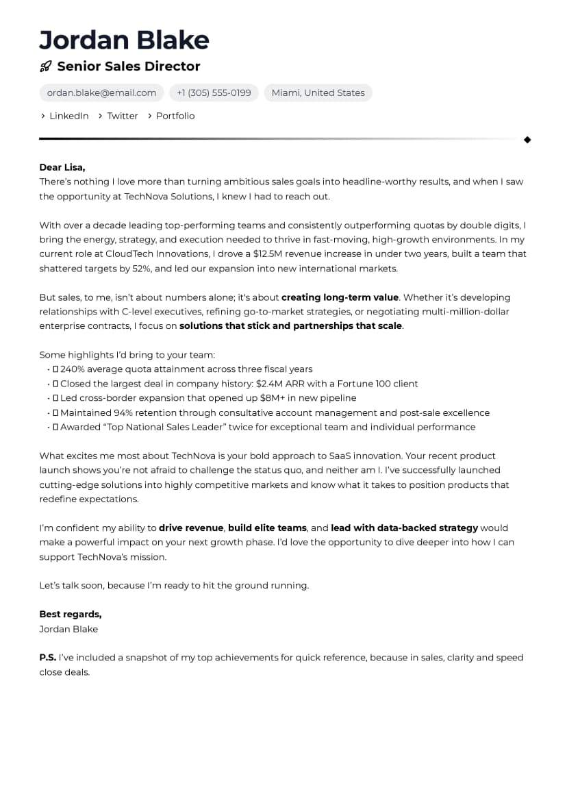Dynamik Dynamic cover letter template - energetic sales design with persuasive visual flow and bold accents