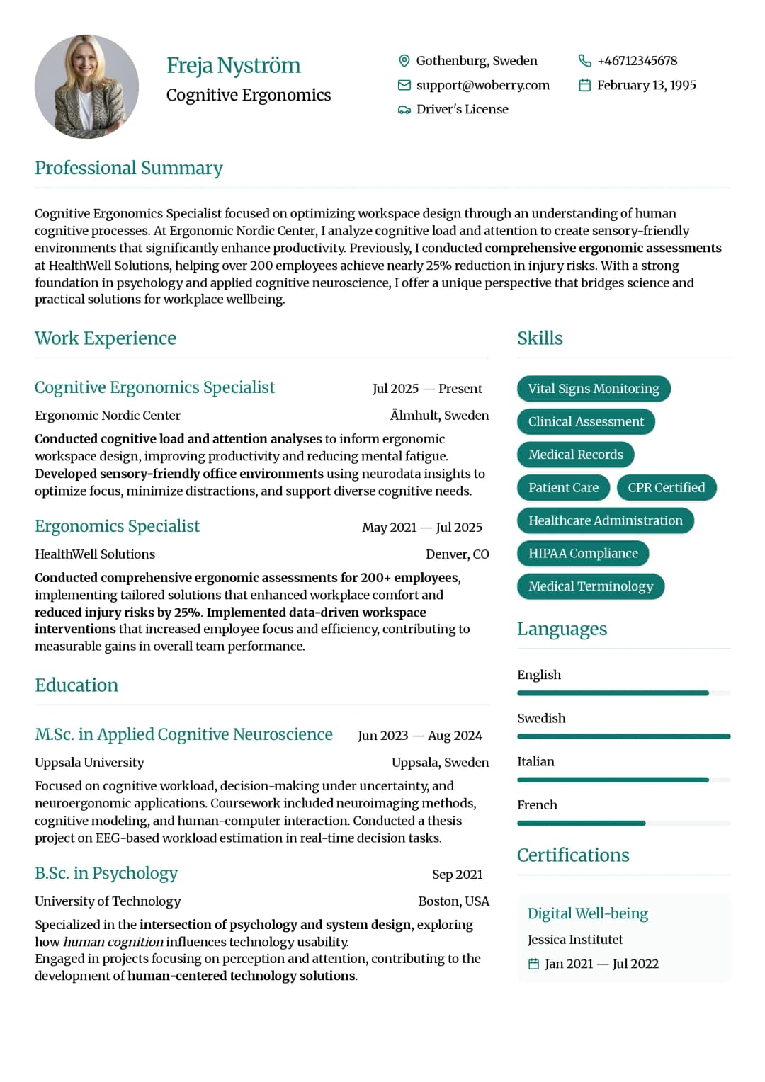 Luft Air resume template - spacious professional design with breathing room and stress-reducing open layout