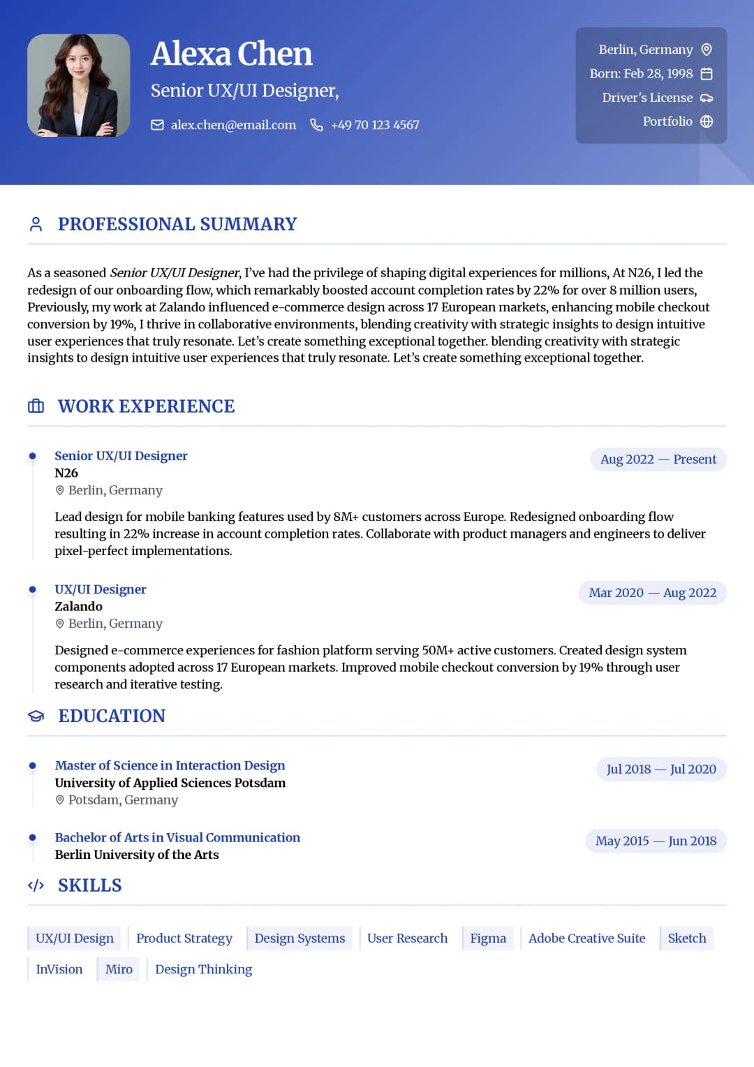 Stark Strong resume template - bold modern design with asymmetrical layouts and geometric accents for creative leaders