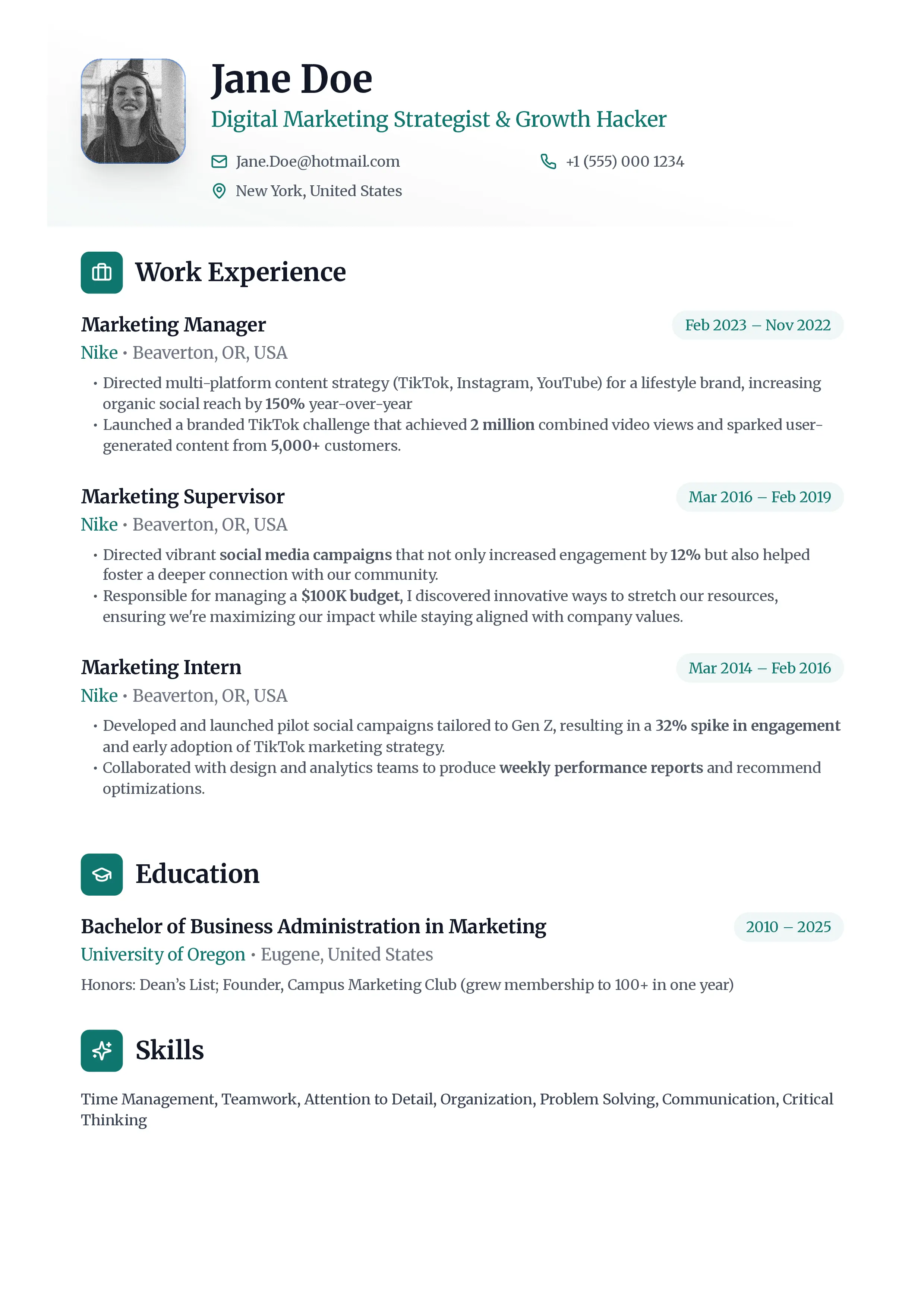 Content Creator Resume Examples & Templates | Video & Social Media 2025